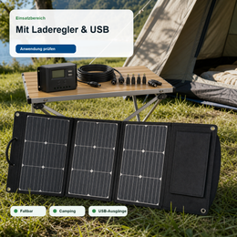 DOKIO 100W Faltbares Solarset mit Laderegler & USB - Anwendung