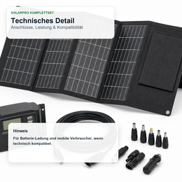 DOKIO 100W Faltbares Solarset mit Laderegler & USB - Detailbild