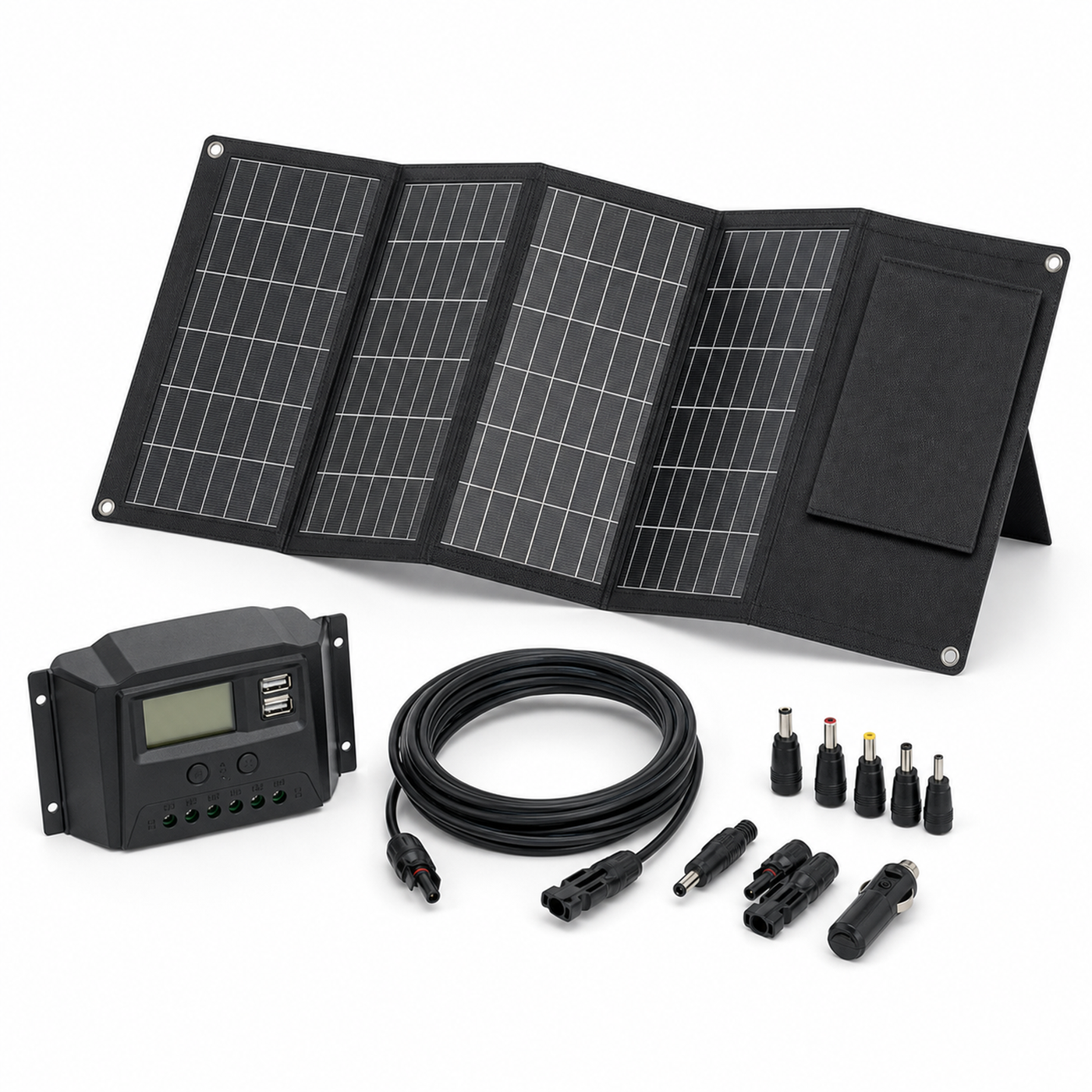 DOKIO 100W Faltbares Solarset mit Laderegler & USB - Hauptbild ohne Text