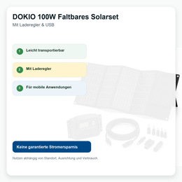 DOKIO 100W Faltbares Solarset mit Laderegler & USB - Vorteile und Hinweise
