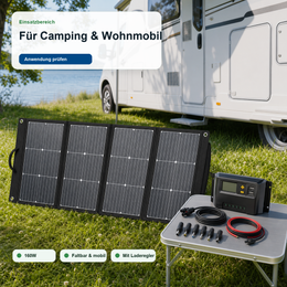 DOKIO 160W Faltbares Solar-Kit für Camping & Wohnmobil - Anwendung