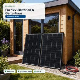 DOKIO 200W Solarpanel Set für 12V Batterie & Gartenhaus - Anwendung