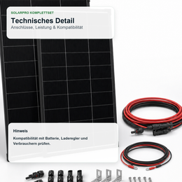 DOKIO 200W Solarpanel Set für 12V Batterie & Gartenhaus - Detailbild