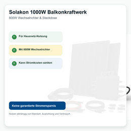 Solakon 1000W Balkonkraftwerk Komplettset mit 800W Wechselrichter - Vorteile und Hinweise