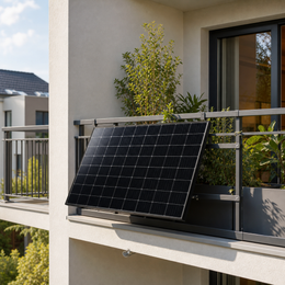 Solakon Monokristallines Solarmodul für Balkonkraftwerk - realistisches Anwendungsbild