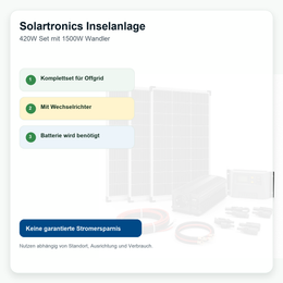 Solartronics Inselanlage Komplettset mit Wechselrichter - Vorteile und Hinweise