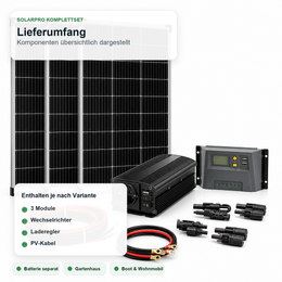 Solartronics Inselanlage Komplettset mit Wechselrichter - Lieferumfang