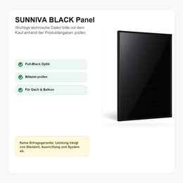 SUNNIVA BLACK Bifaziales Solarpanel - Vorteile und Hinweise