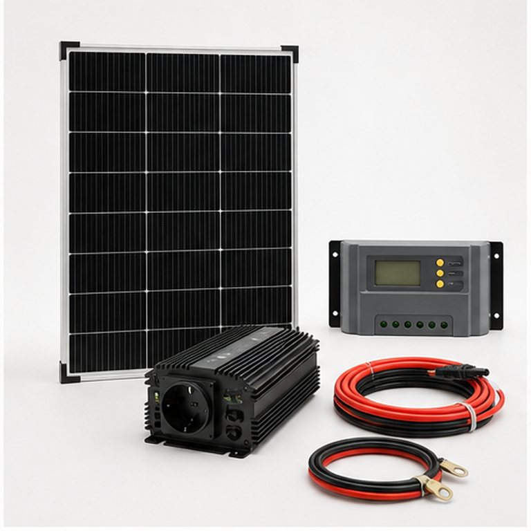 Solar Komplettset mit Modul Wechselrichter und Kabeln